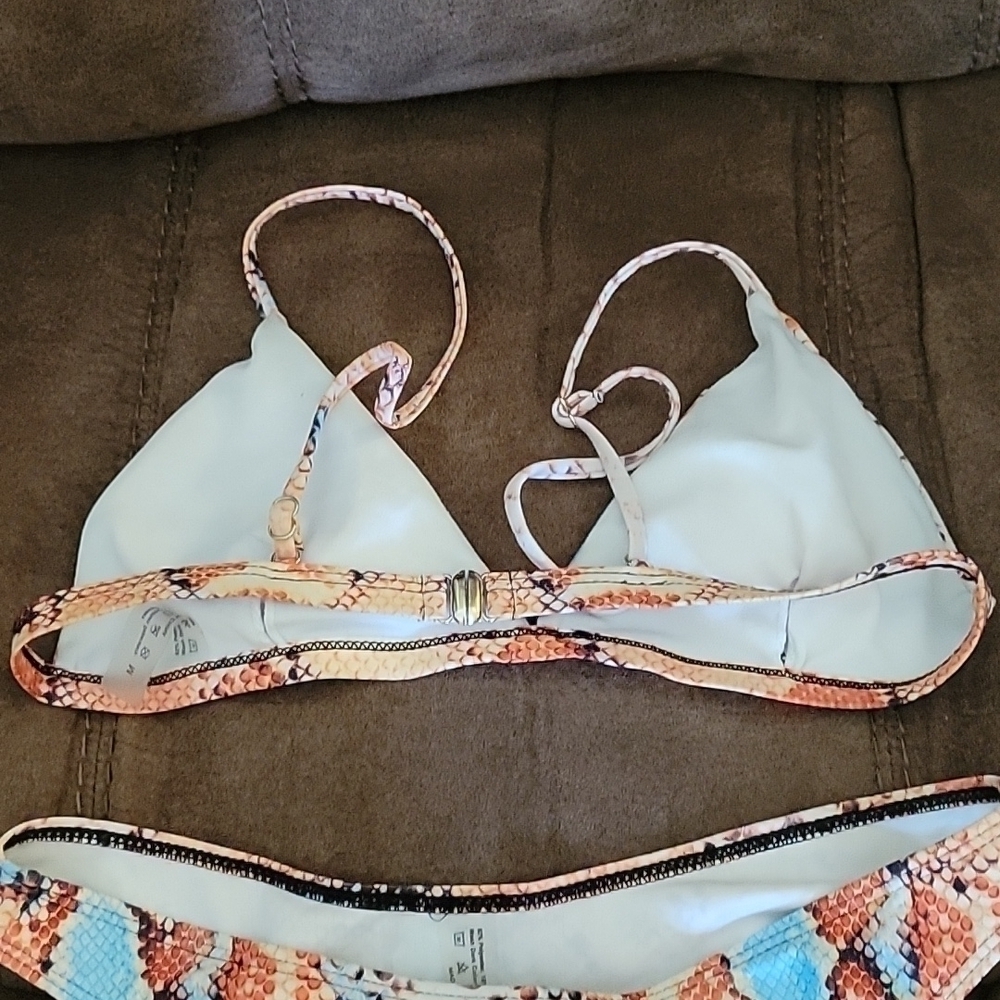 Python Snakeskin 3 Piece Festival Triangle Bikini Swimsuit Medium - Picture 5 of 7